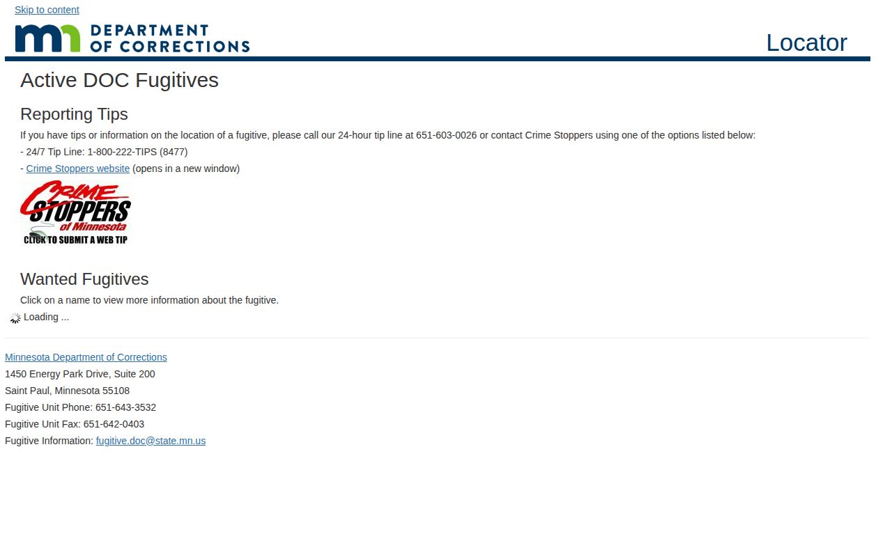 MNDOC fugitive lookup for Cottonwood County supervision checks